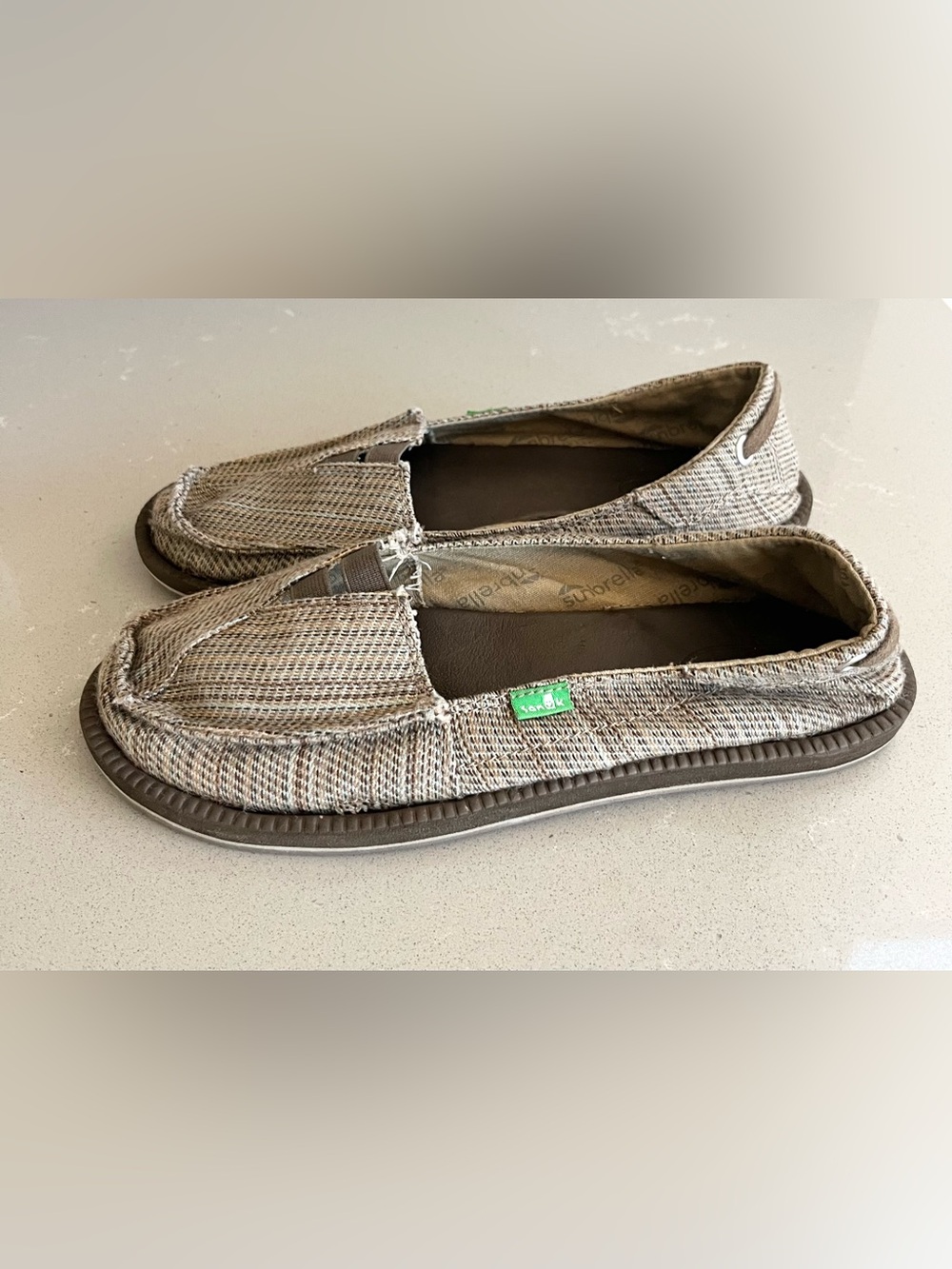 Sanuk Sunbrella Women's Flats Shoes Brown Casual Slip On Boat Shoes Size 8 - Picture 6 of 13